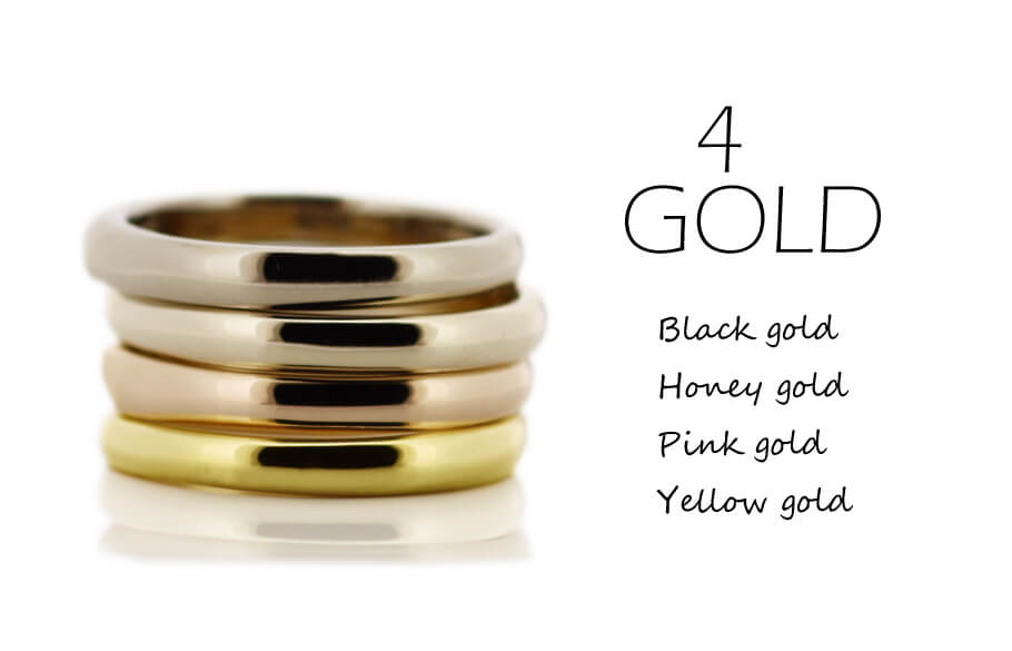 4色のカラーゴールドの指輪