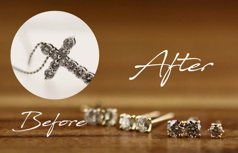 ネックレスからピアスへのリモデル例